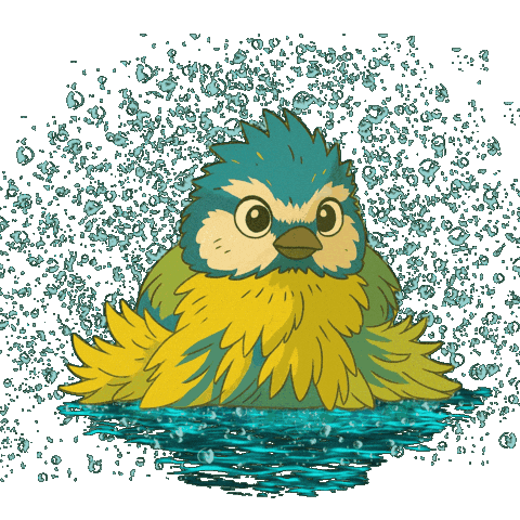 Bird Bathing Sticker by mahoniemoni