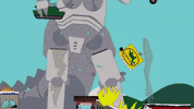 robot monster running GIF by South Park 