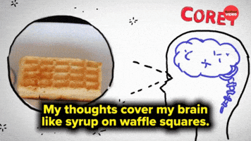 Syrup over waffles