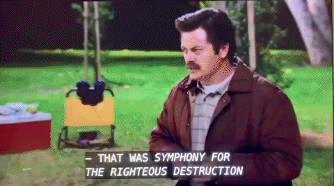 trainaaaa giphygifmaker parks and rec ron swanson end of the world GIF