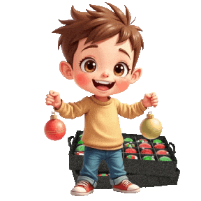 Boys Girls Christmas Ornaments Sticker