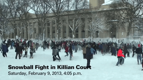 massachusetts institute of technology snowball fight GIF by MIT
