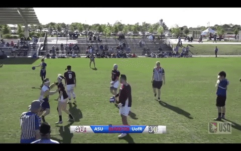 dylan bryant (asu keeper) gets a nice hug from mike pascutoi (uofr chaser) GIF
