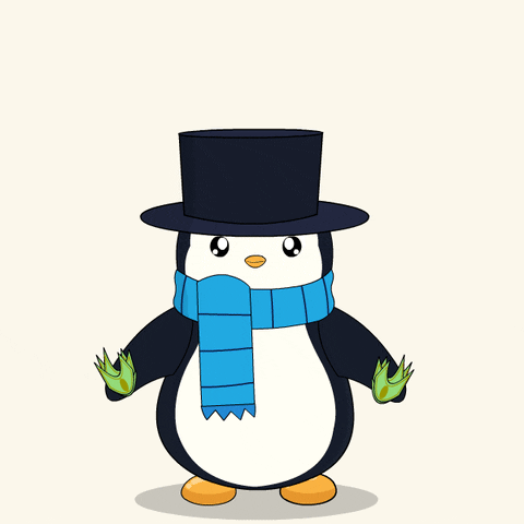 An animated penguin is dancing and tossing money around. The words 'TAX REFUND' are written above."