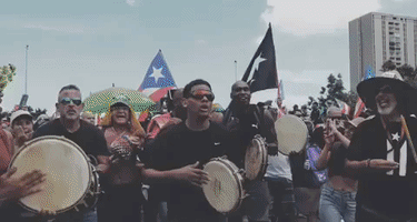 Puerto Ricans Dance and Sing in San Juan Streets During Mass Rally Against Governor