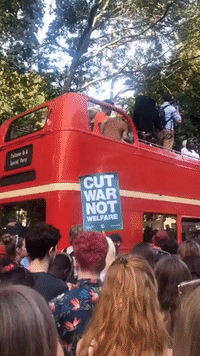 Demonstrators Near Russell Square Reject New Prime Minister Boris Johnson