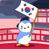 Waving South Korea GIF by Pudgy Penguins