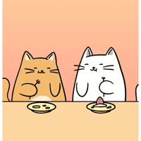 Eating Together Strawberry Cake GIF by MESA My Emotional Support Animal