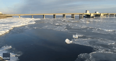 Drone Footage Captures Stunning Icy Scene on Long Island