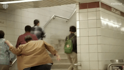 TallBoyz giphygifmaker subway crime tripping GIF
