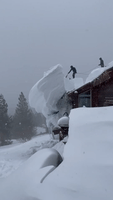 Huge Slab of Snow Removed From Roof of California