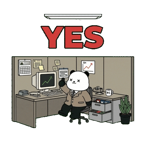 Work Yes Sticker by Kanpai Pandas