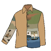 Almostgods painting brown jacket brown jacket Sticker