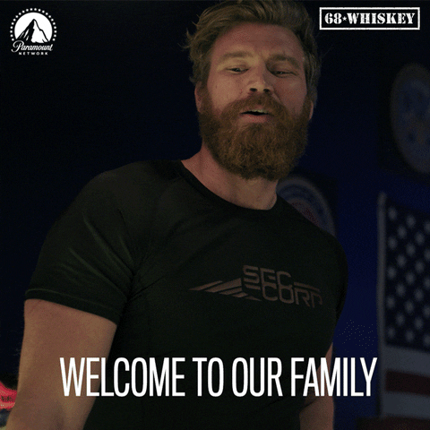 TV gif. Actor Derek Theler as Sasquatch in 68 Whiskey warmly says, "welcome to our family."