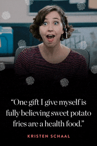 purewow fries kristen schaal sweet potato cheat meal GIF