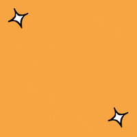 Text gif. Colorful 3D block letters zoom in heroically, surrounded by twinkling stars on an orange background. Text, "Proud, Indigenous, voter."