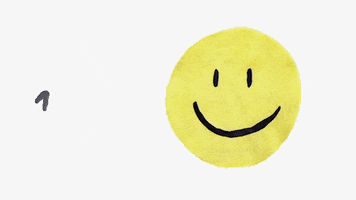 Illustrated gif. A round, yellow smiley face winks as text in a handwritten style scrawls across the screen. Text, "Well done!"