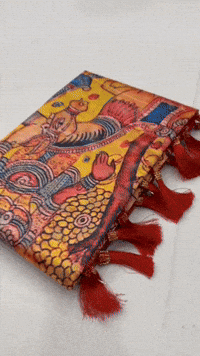 Kalamkari Printed Silk Saree @ ArtistryC.in