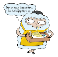 Ohsheepcards food hungry silly kitchen Sticker