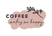 bykimhereijgers happy pink coffee black Sticker