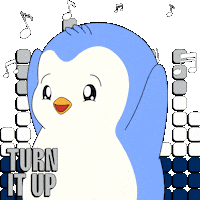 Happy Turn It Up Sticker by Pudgy Penguins