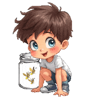 Boys Girls Fireflies Sticker