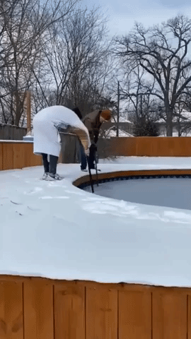Dallas Family Cracks Open Ice-Covered Pool After Cold Snap Hits