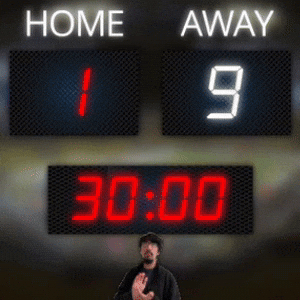 Home: 1, Away: 9