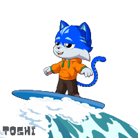 Surfs Up Cat Sticker by Toshithecat