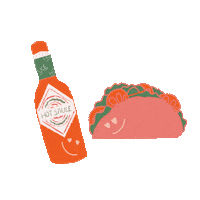 charlielemarieart yummy lunch tacos hot sauce Sticker