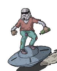 Storm Trooper Ufo Sticker by Harry Jow
