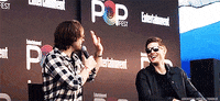 aborddelimpala high five jensen ackles jared padalecki aborddelimpala GIF