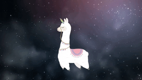 toyfantv giphygifmaker unicorn llama cosmic GIF