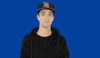 Celebrity gif. Brendon Urie chews gum, and shrugs his shoulders while nodding enthusiastically.