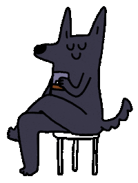 Black Dog Drinking Sticker by CsaK