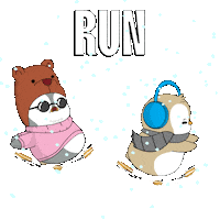 Get Away Running Sticker by Pudgy Penguins