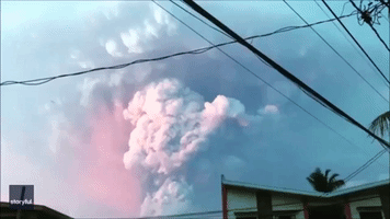Lightning Flashes in Volcanic Plume Thrown Up by Taal Eruption