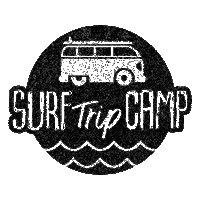 Surf_trip_camp surf surfing van roadtrip Sticker
