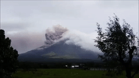 Mayon Volcano Continues to Spew Steam and Ash Above Legazpi City