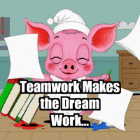 Teamwork Makes The Dream Work Oops GIF by The Pigasso