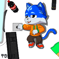 Work From Home Cat Sticker by Toshithecat