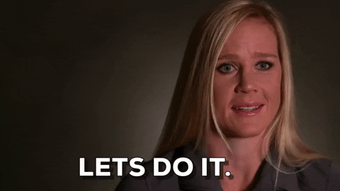 Sports gif. UFC fighter Holly Holm calmly says “let’s do it.”