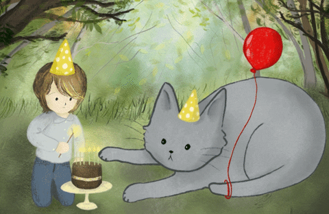 Miqan giphyupload birthday forest big cat GIF