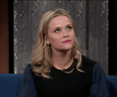 Celebrity gif. Reese Witherspoon rolls her eyes and rotates her head in a big circle to show how annoyed she is.
