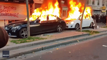 Cars Set on Fire in Paris During Nationwide Protests Over Proposed Security Law