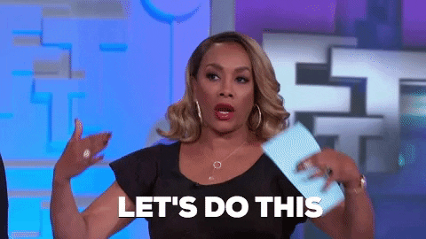 A woman is saying the words, "LET'S DO THIS"