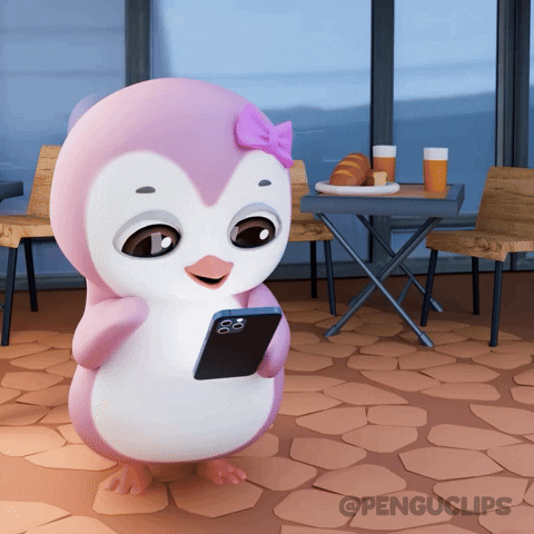 Penguclips giphyupload phone tech chat GIF