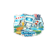 Windy City Cute Robot Sticker by Digi 995