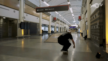 Skating in the airport