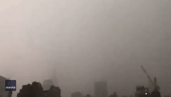 Lightning Strikes Midtown Manhattan Building Twice During Thunderstorm